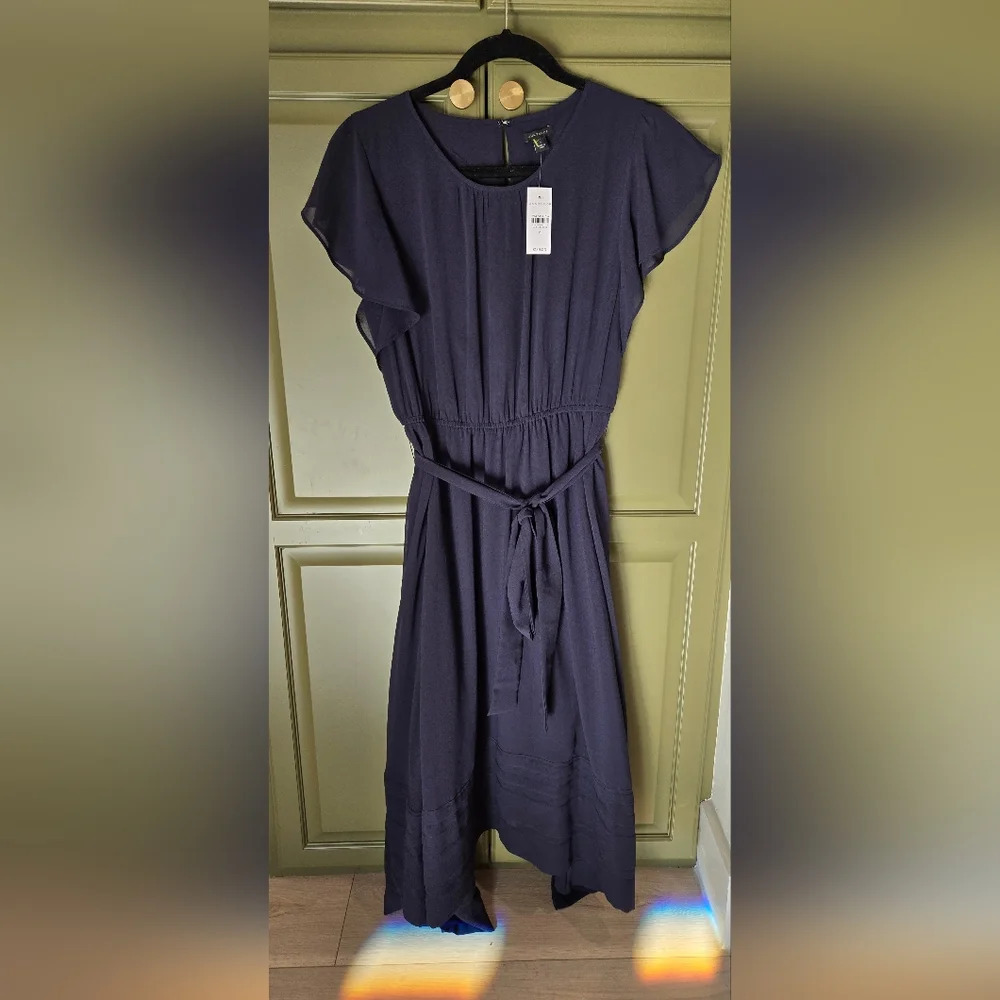 Ann Taylor Midi Length navy blue dress